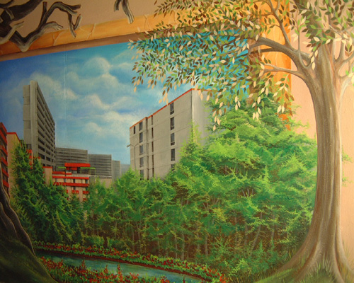  Peinture murale aux couleurs acryliques, H 250 cm x L 340 cm 