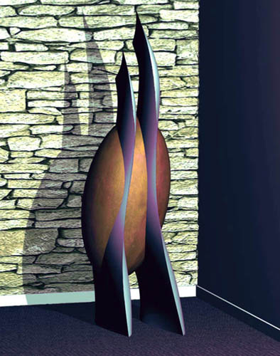 Projet de radiateur - H 225 cm - mat&eacute;riaux: metaux &eacute;maill&eacute;s
